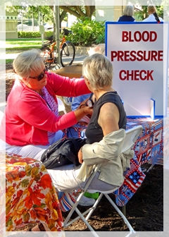 checking blood pressure